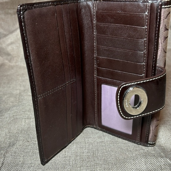 COACH Signature Slim Envelope Credit Card Wallet Chocolate Brown - Picture 8 of 10